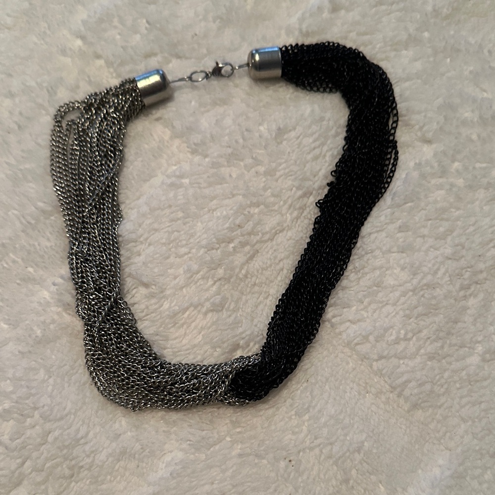 Elegant Silver and Black Chain Necklace
